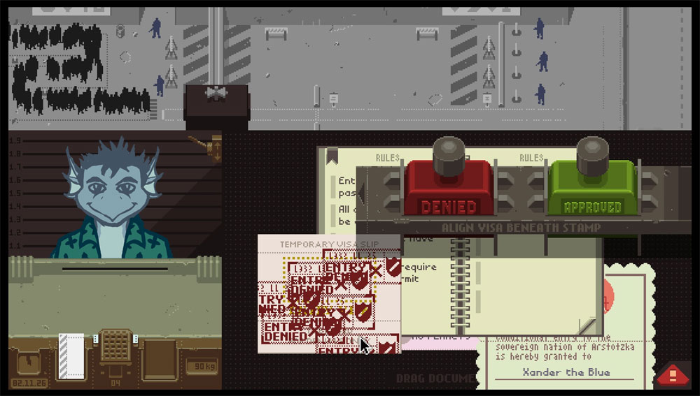Most recent image: I've been playing a lot of Papers, Please lately...