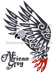 African grey parrot tribal tattoo