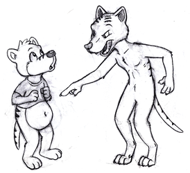 Tyler and the thylacine gangster (old sketch)