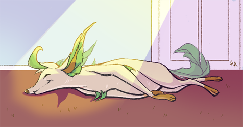 Leafeon sunbathing