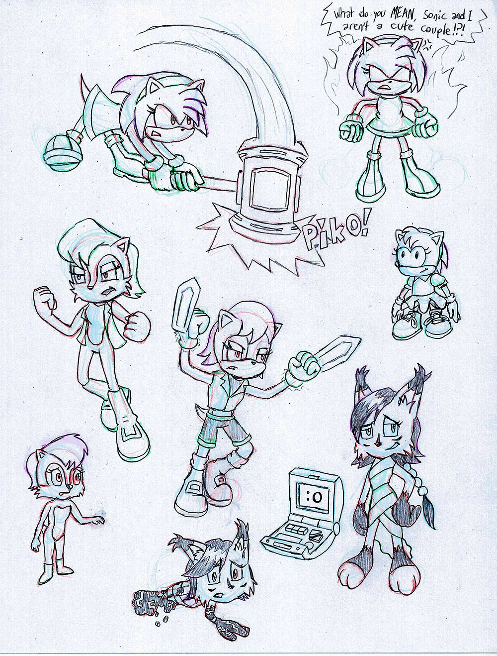 Sonic Character Sketches - Amy, Sally, Nicole