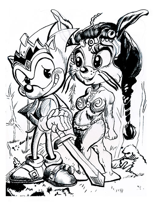 Frazetta Sonic and Bunnie