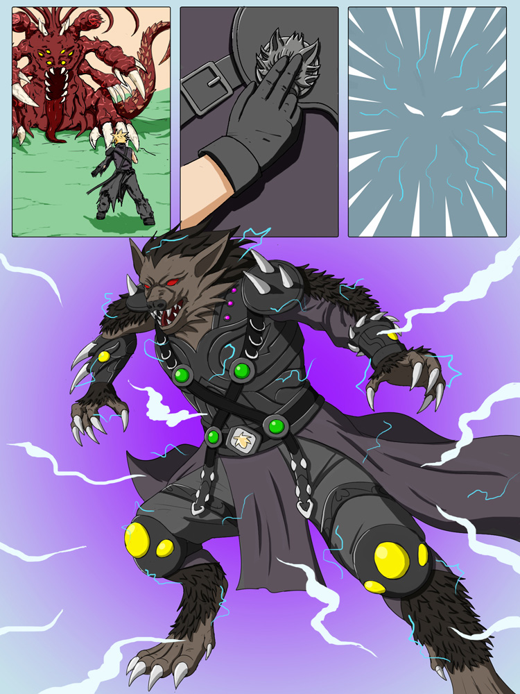 Cloud Strife into Werewolf COMIC STRIP
