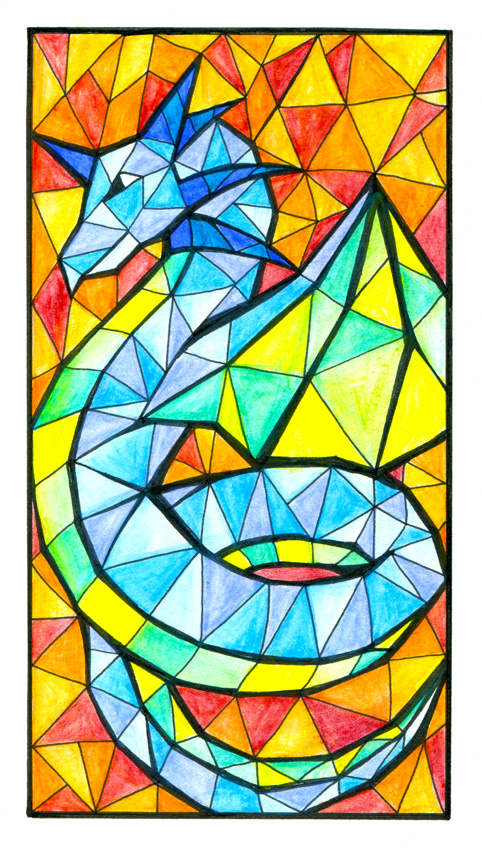 Stained Glass Dragon Inktober 5