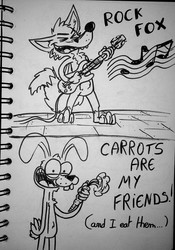 rock fox rabbit and carrot