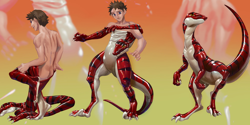 Costume Transformation Animation Dragon Latex Girl