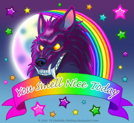 You Smell Nice Today -Lisa Frank style Werewolf