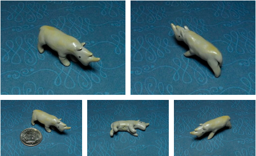 Rhino Polymer Clay Figurine