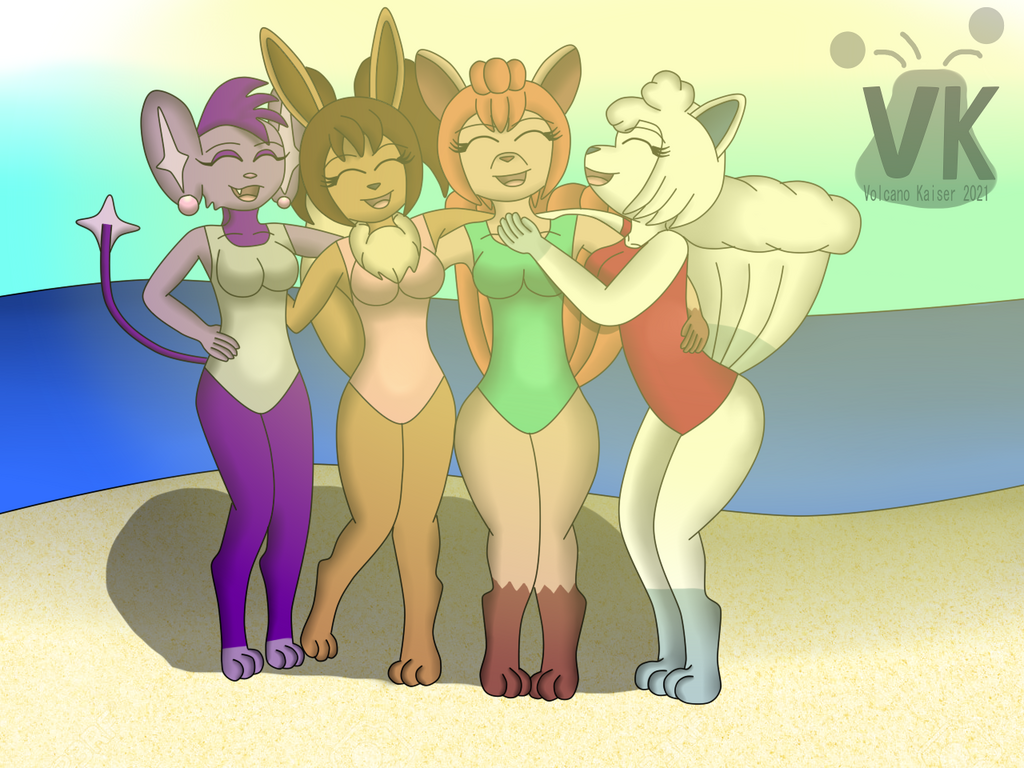 Four girls at the beach