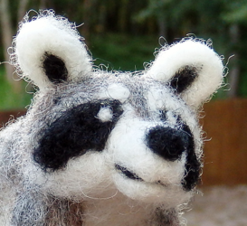 Felted Raccoon Soft Sculpture