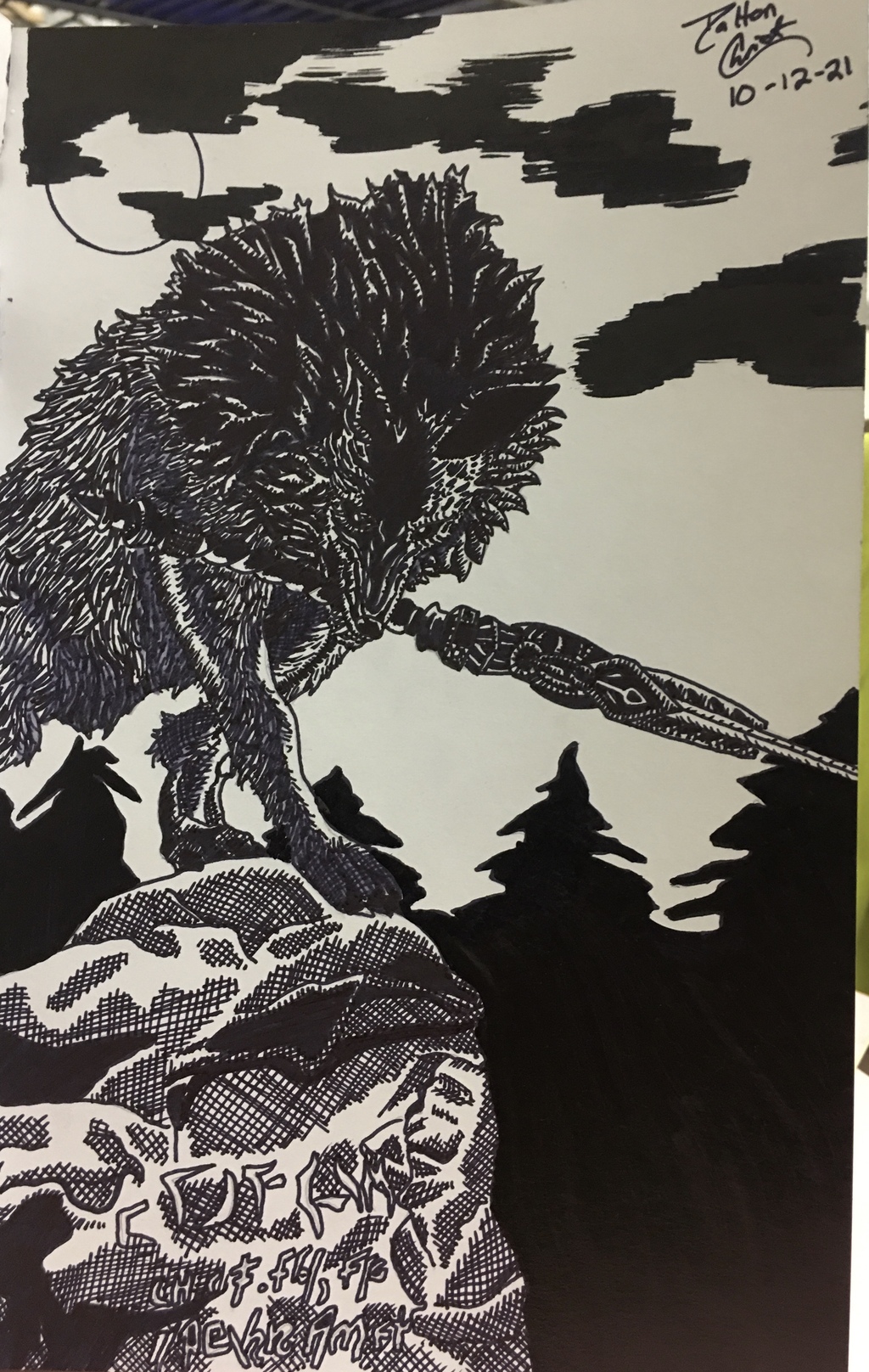 Inktober 2021, Day 12 Sif, the Great Grey Wolf