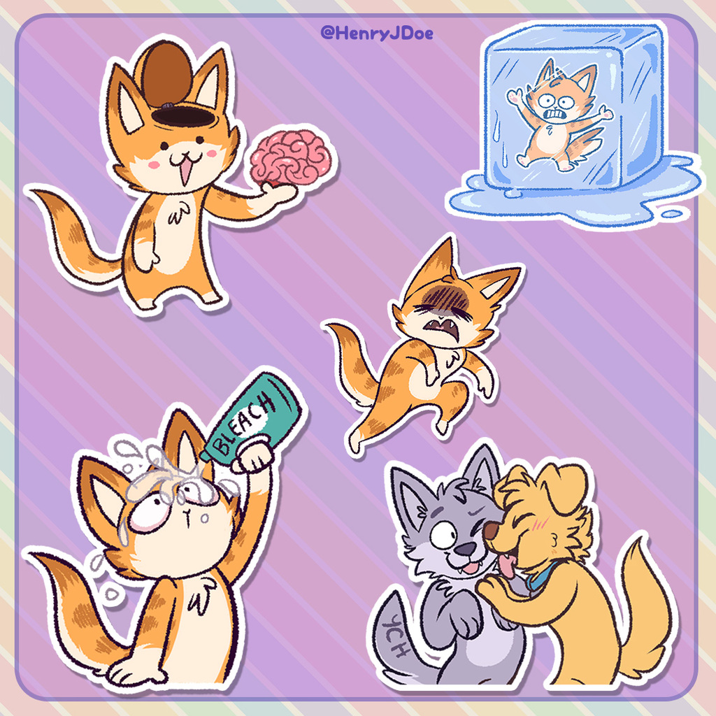 [YCH] Toony Telegram Animal Stickers 6