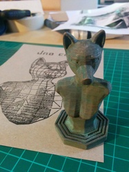 3D Printed Fox bust with 2D printed fox bust