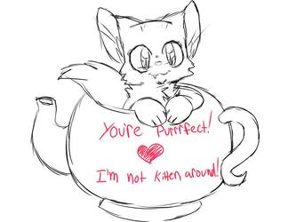 Valentines day cat sketch 1 