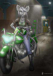 [comm] Silver on her Motorcycle