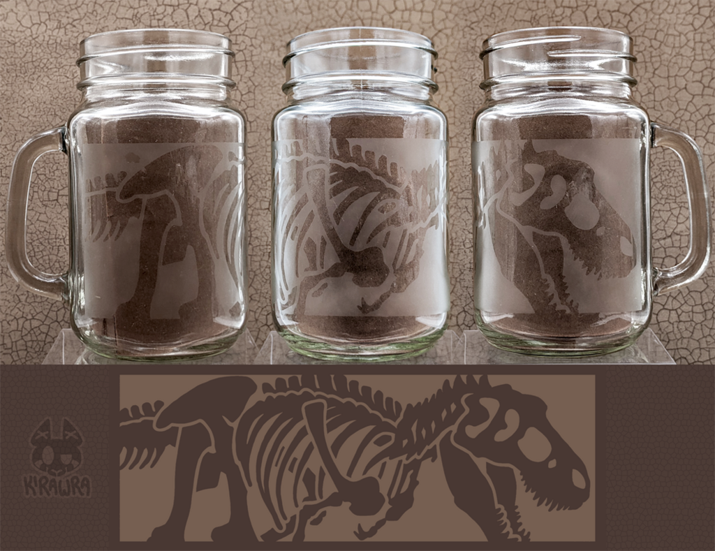 T. rex Etched Glass Mug
