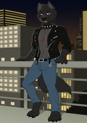 Wolf and city lights (commission)(fly up)(1/3)