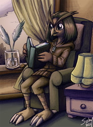Artemis reading a book