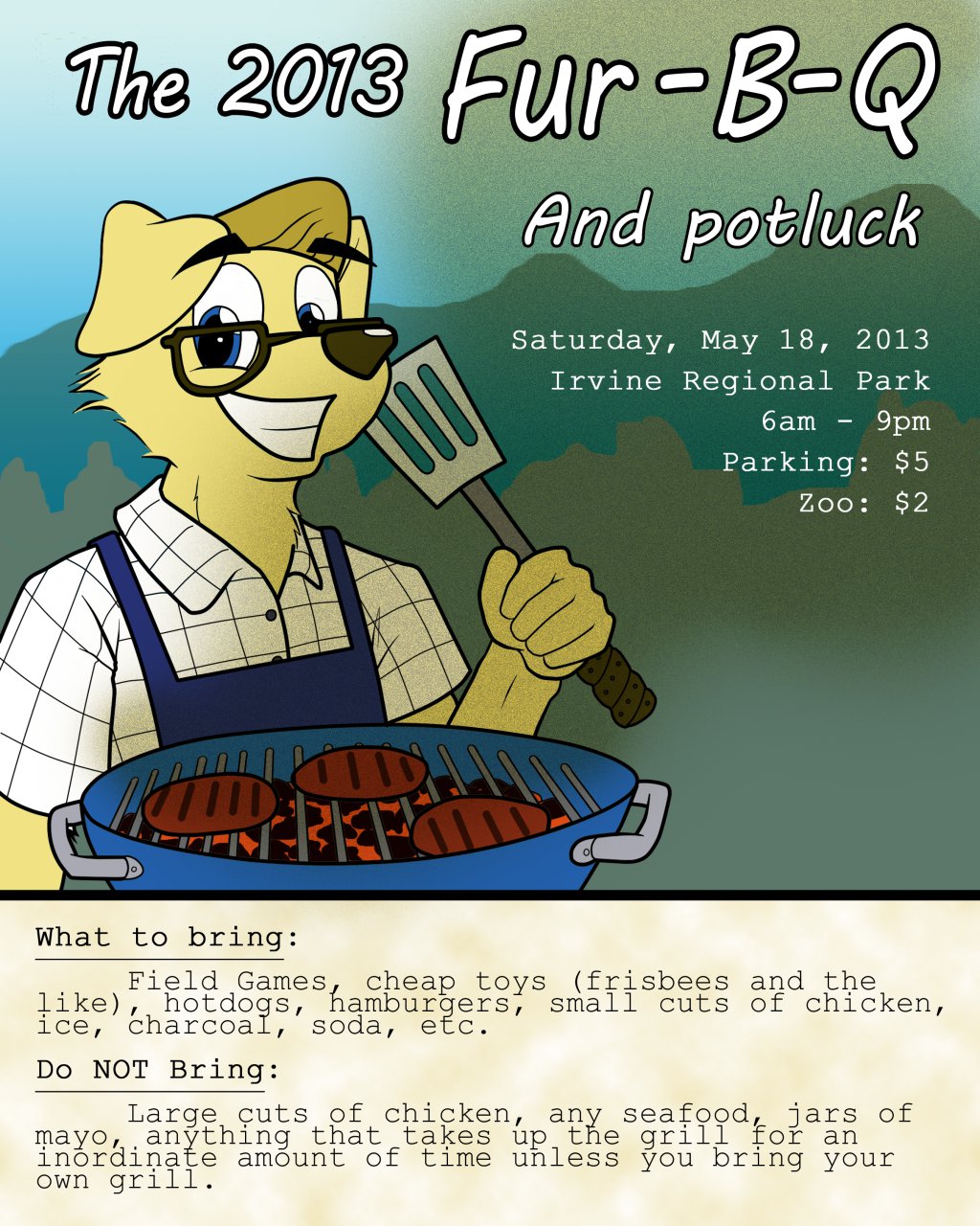 SoCalFurs 2013 FurBQ Poster by Brownwolf
