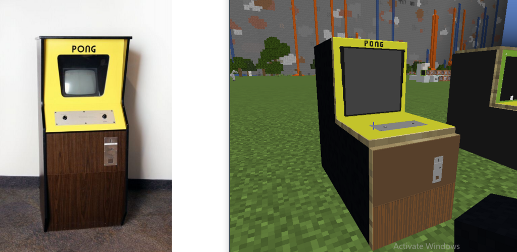 Pong arcade cabinet in Minecraft
