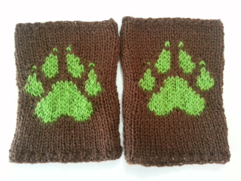 Canine Paw Gloves - Brown and Green