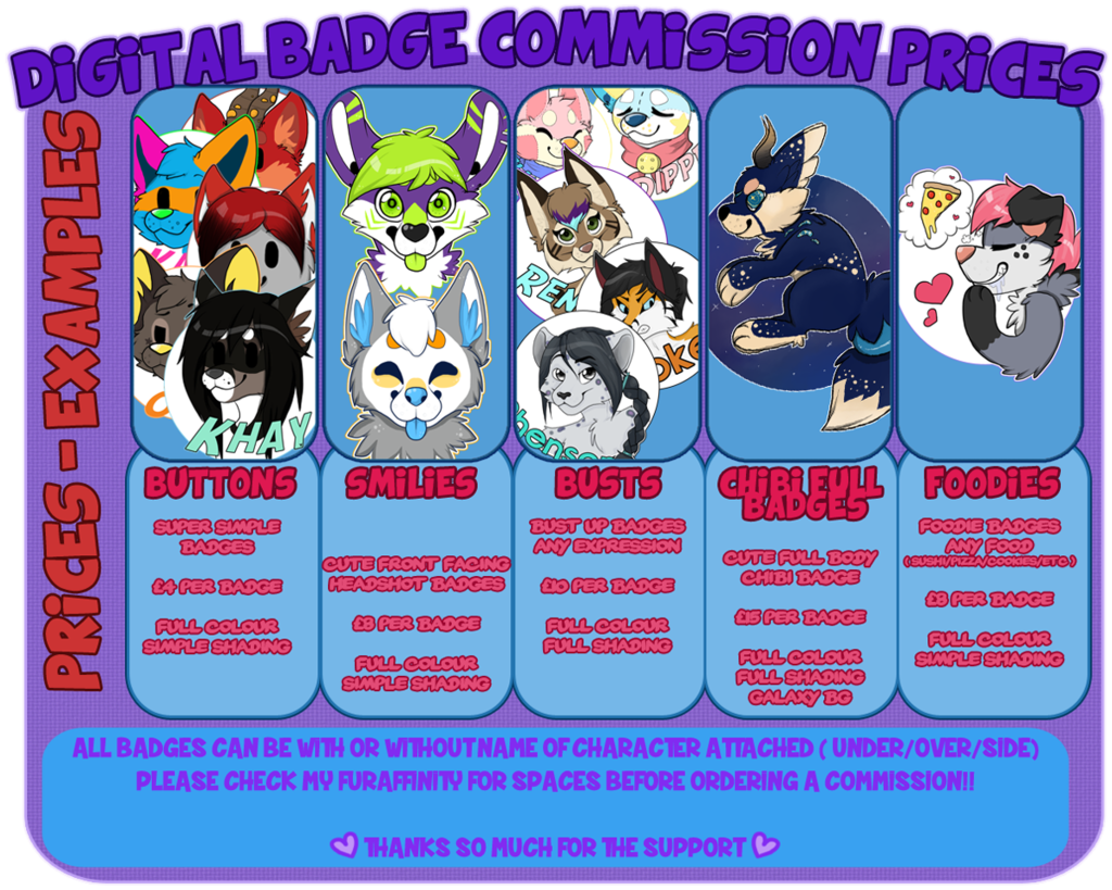 Most recent image: *♥* DIGITAL BADGE COMMISSION PRICES - ALL SLOTS OPEN *♥*