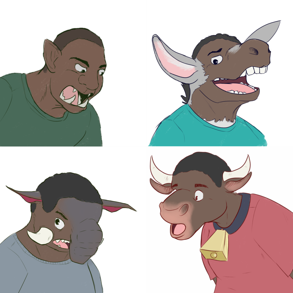 A collection of TF sketches for !Left to right, top to bottom: 1) orc, 2) d...