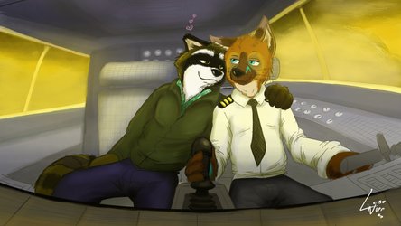 Fox and Coon in cockpit
