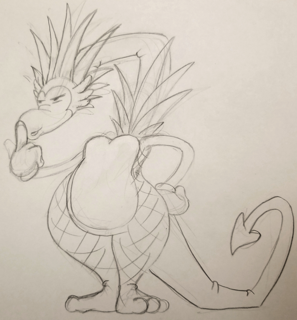 Pineapple Dragon Thinking Naughty