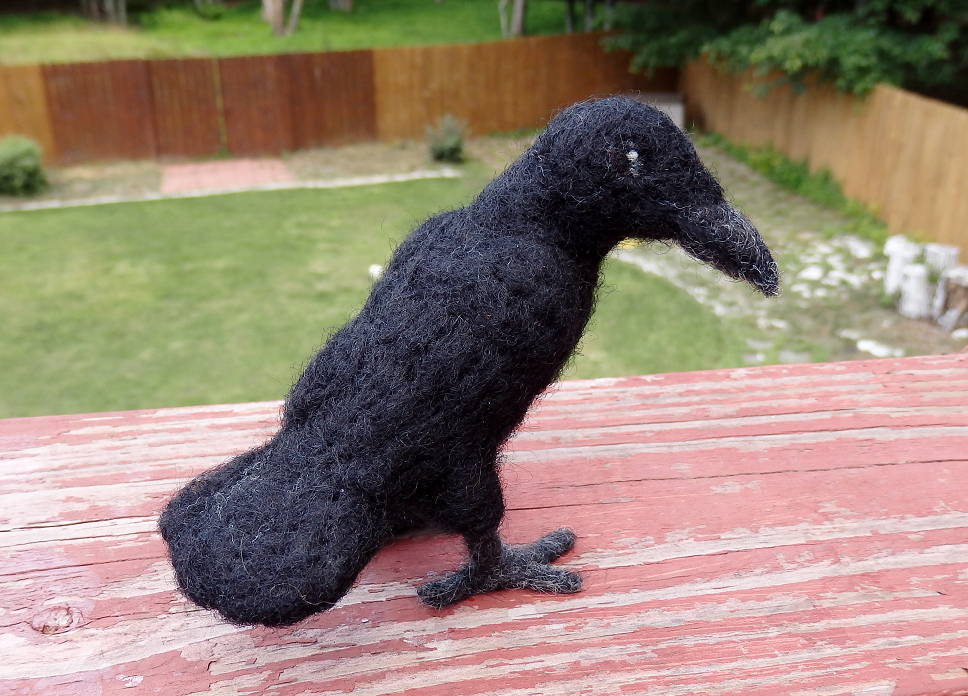 Needle Felted Crow Soft Sculpture