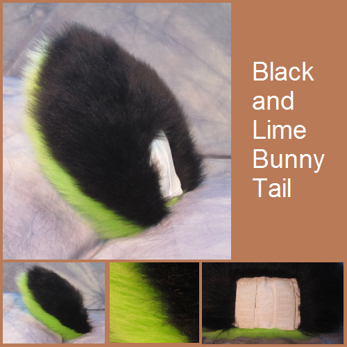 Black and Lime Bunny Tail