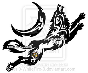Cresant Moon and Wolf Classic Tribal