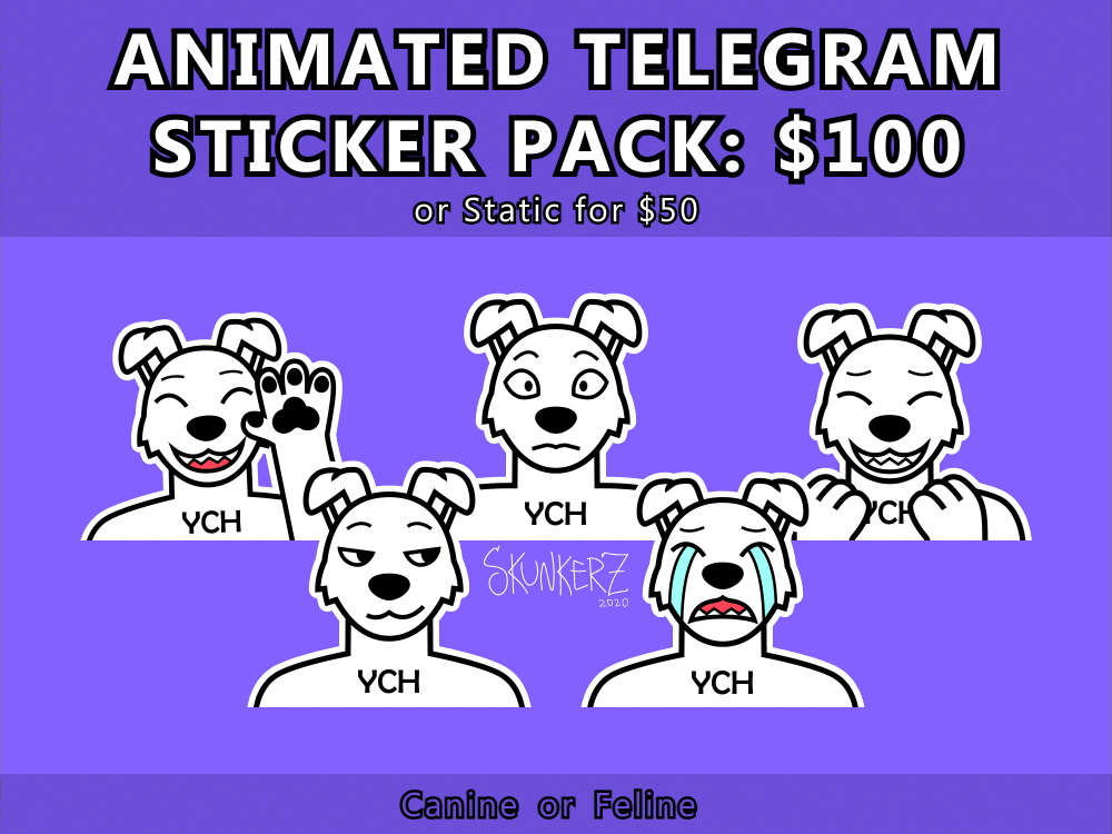 YCH: Telegram Sticker pack — Static or Animated! — Weasyl