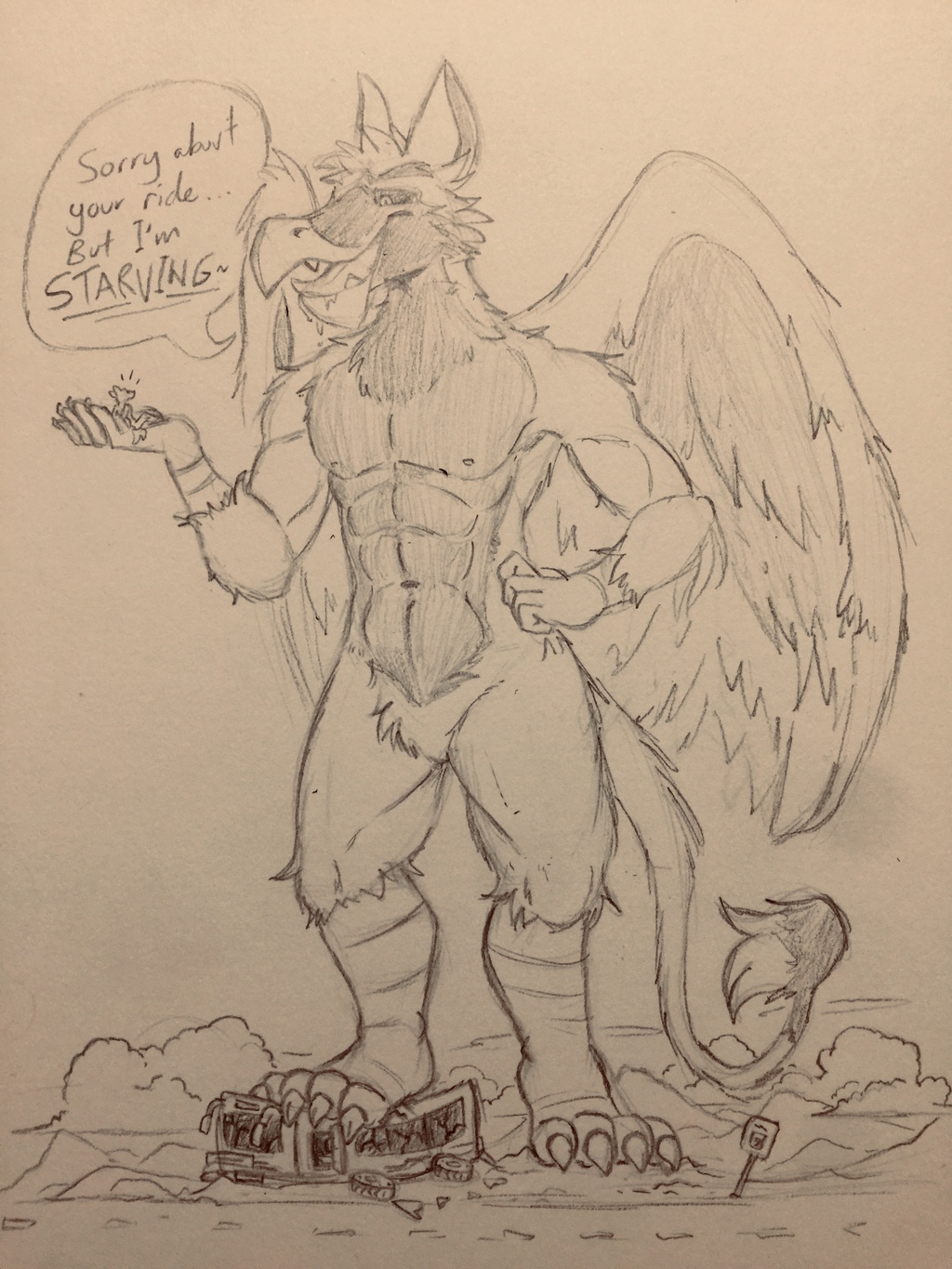 kaiju-gryphon Justin, still hungry for micros~