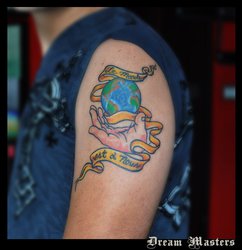 Tattoo- Earth Hand Banner Creative Title