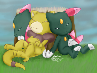 Abra and sneasel nap