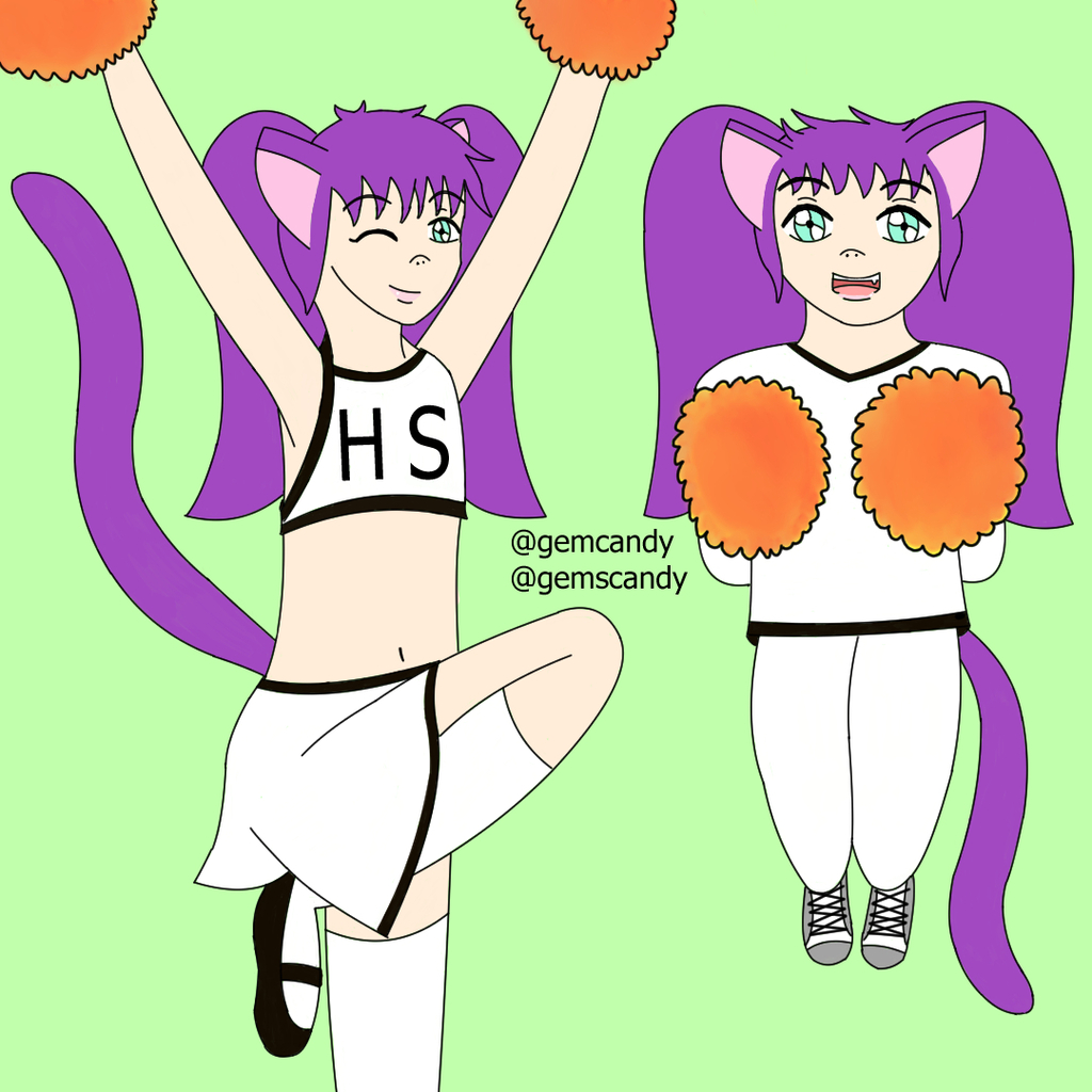 Kai in female & male cheerleading uniforms.