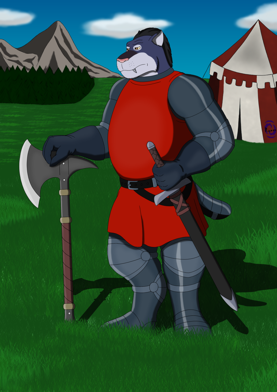 "I'm a saber-toothed knight!  Now what?" - Commission