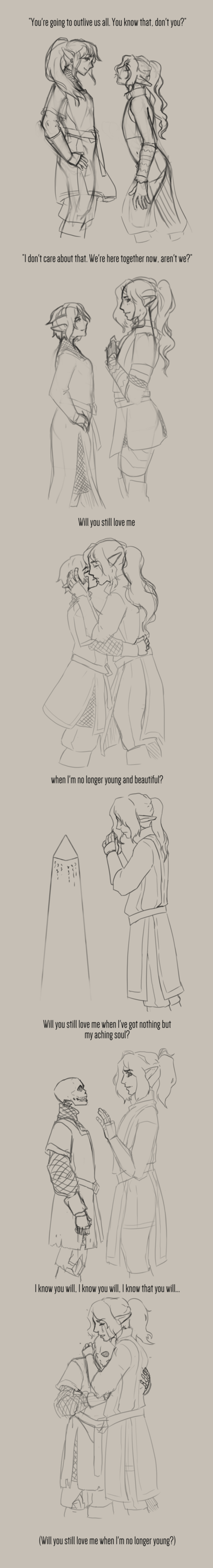 young and beautiful sketch