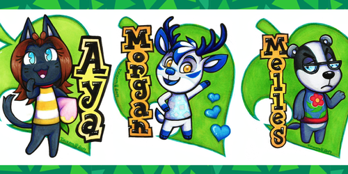 Aya, Morgan, & Melles - Animal Crossing Badges
