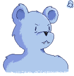 Blue Bear Pixel Bust