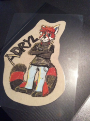 Adryl red panda drummer pastel badge