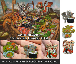 The Sushi Dragon Rollers Enamel Pins