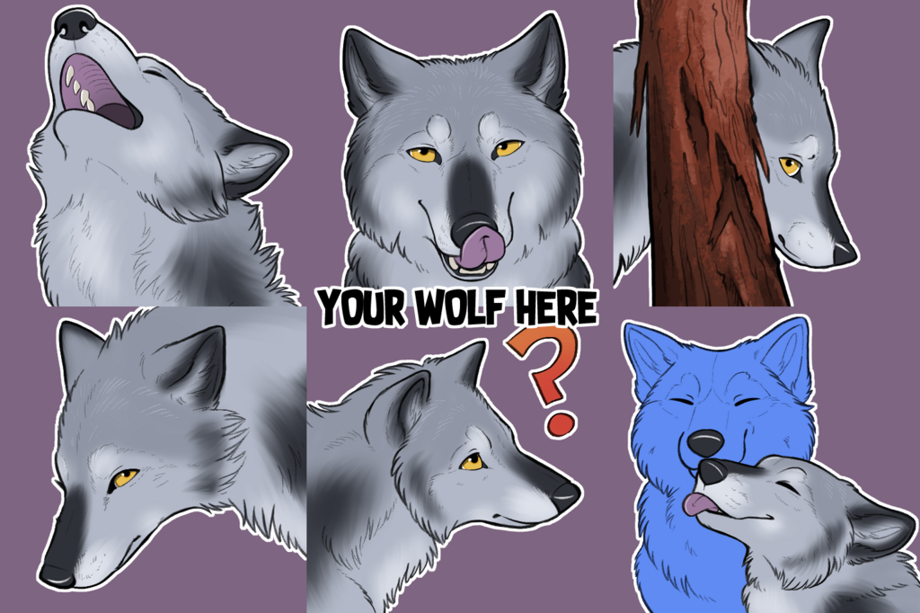 "Your Wolf Here" Recolorable Sticker Pack