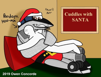 Cuddles With Santa Cat