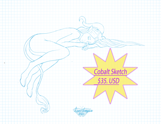 $35. usd Cobalt Sketch Goat