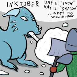 Inktober days 11 & 12: "Snow Dragon"
