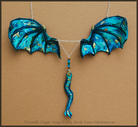 Chrysocolla Dragon Wings - Leather Necklace