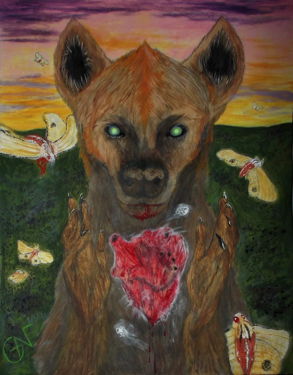 Surrounded By Moths (Hyena with Heart)