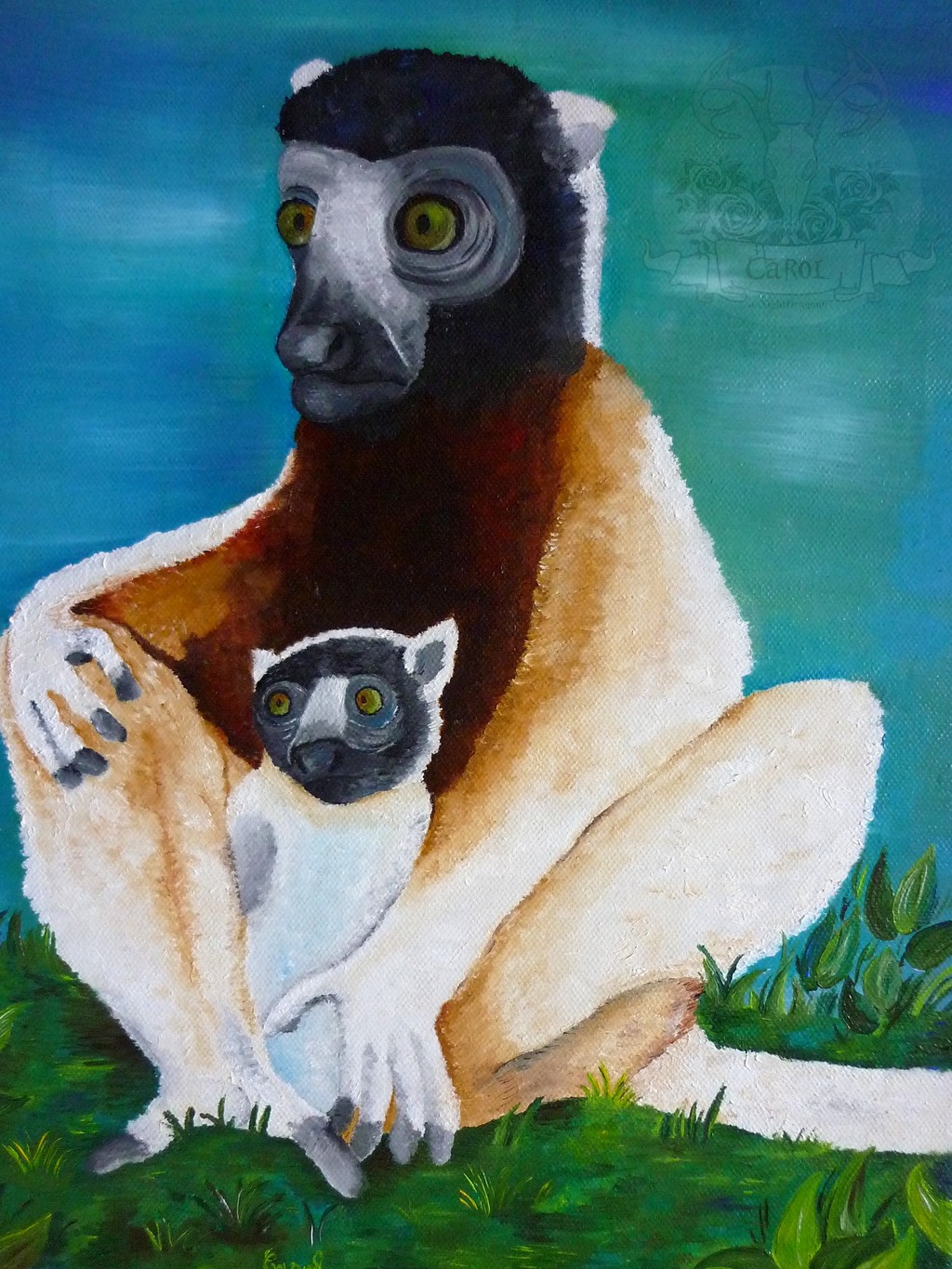 Crowned Sifaka family